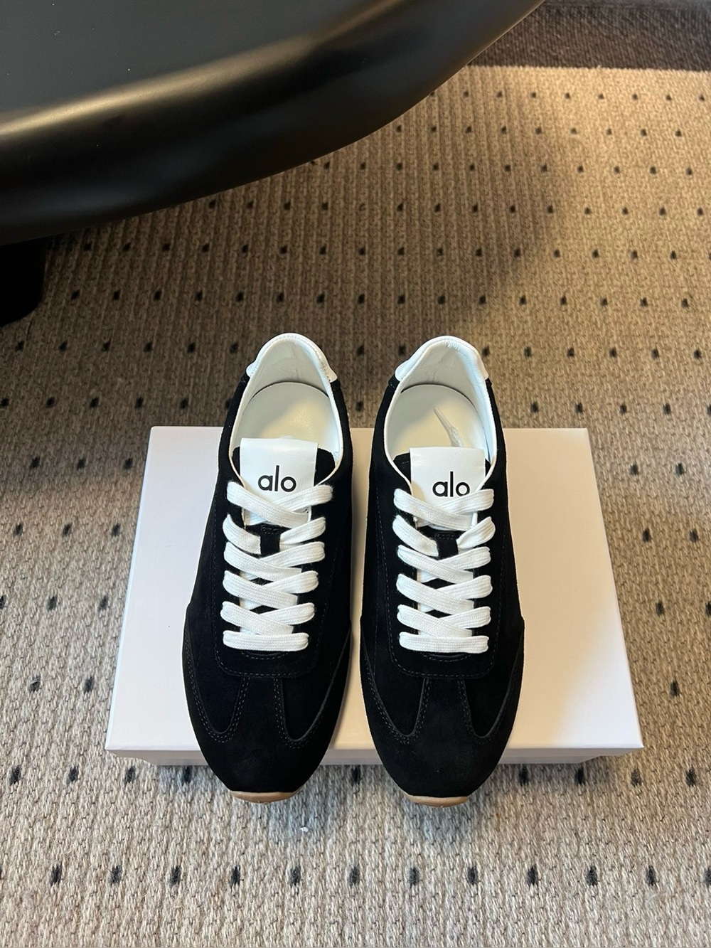 Alo Retro Runner Black Suede Retro Sneakers